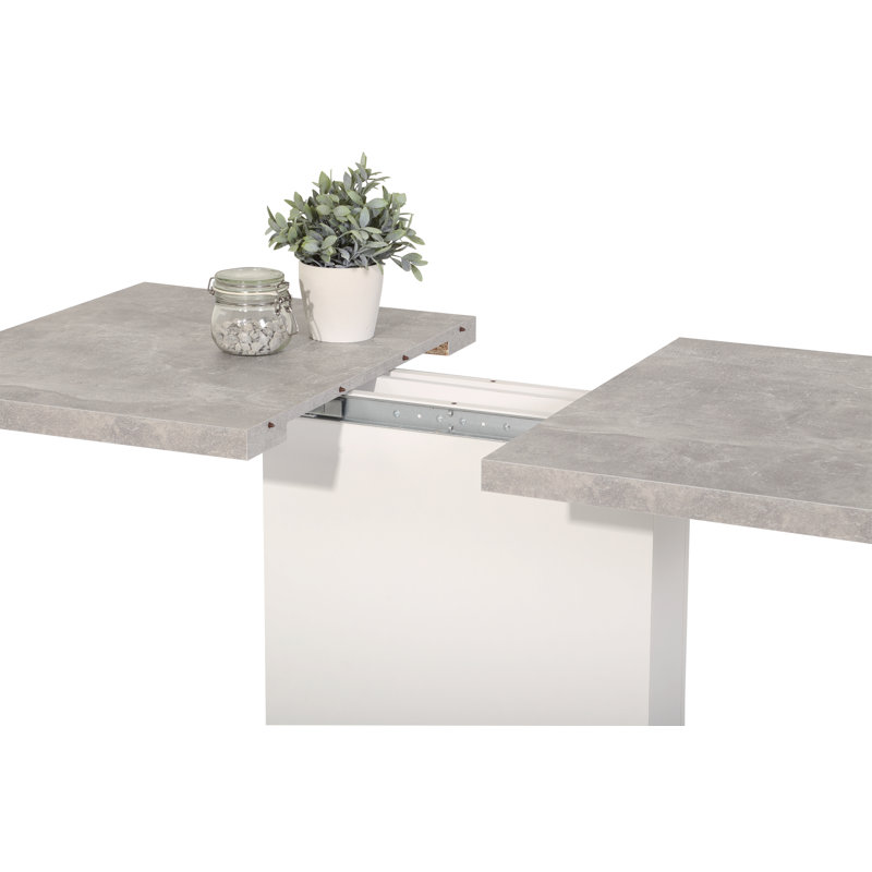 Kerber Extendable Dining Table, Concrete Look/White