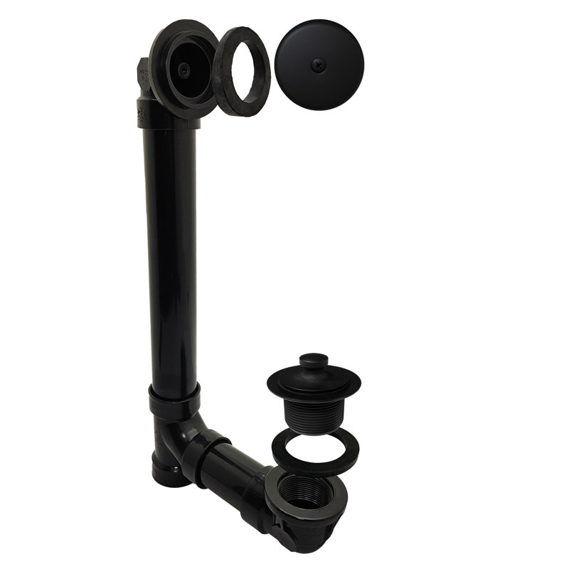 Drain de baignoire en ABS Twist and Close avec trop-plein à 2 trous, Noir mat