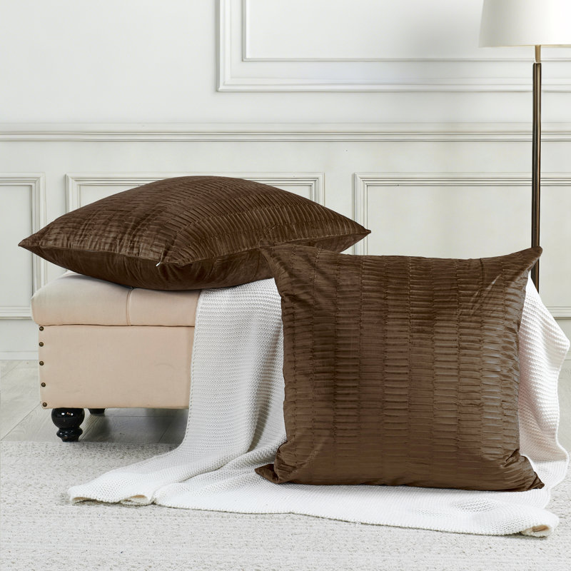 Velvet Pleated Euro Pillow Cover, Carafe