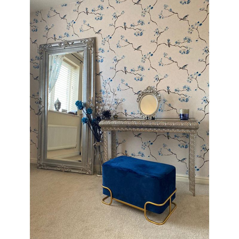 French Silver Embossed Metal & Glass Moroccan Style Console Table