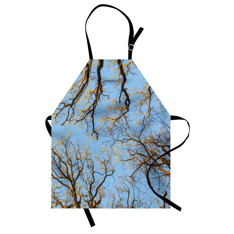 Tablier nature East Urban Home unisexe, ciel vibrant avec arbres, taille adulte, bleu-brun