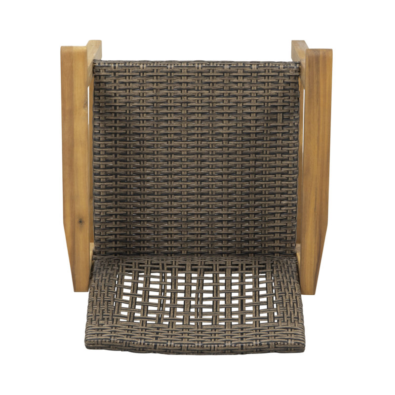 Ensemble de salle à manger 7 pièces pour patio, table à lattes de 72 po et 6 chaises en bois d'acacia et en rotin de polyéthylène pour patio