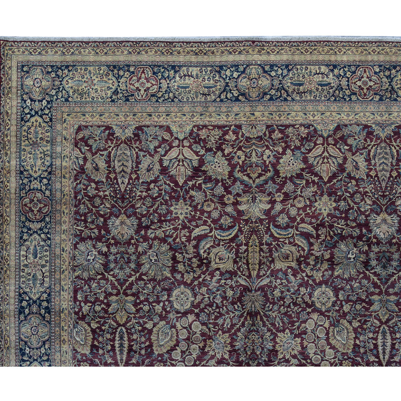 Hand-Knotted High-Quality Red and Blue Area Rug