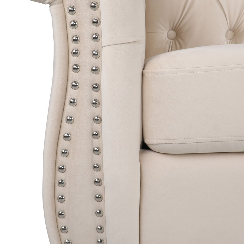 Canapé rembourré 83,85 po Adedapo, Velours beige