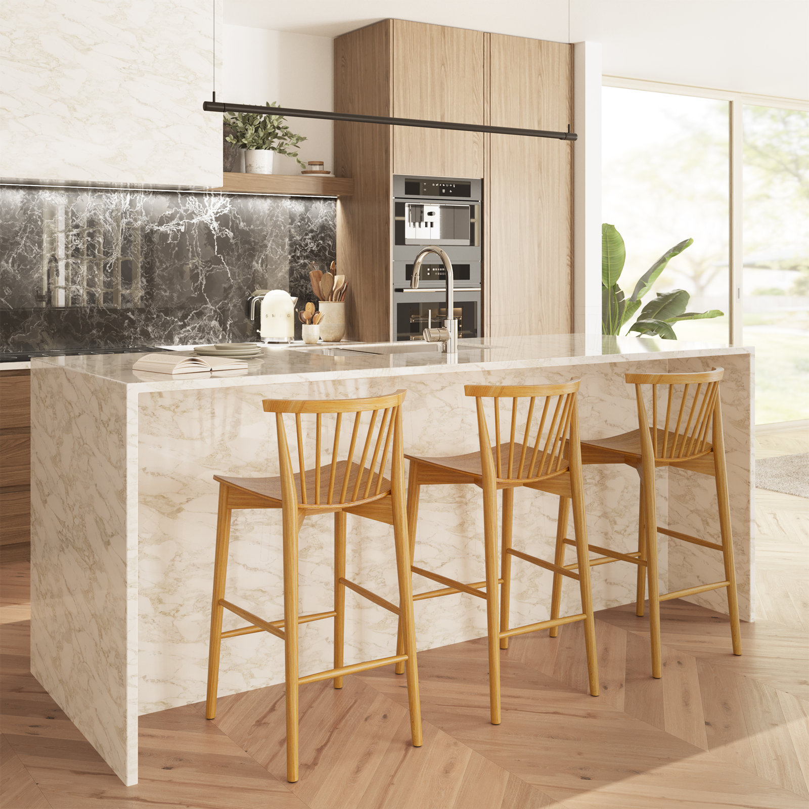 Tybee 25" Bar Stool, Oak