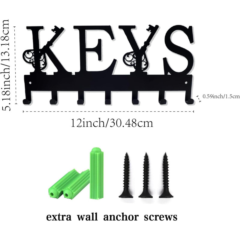 Aeddan Metal Wall Organizer with Key Hooks