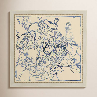 Indigo Floral Sketch I Print