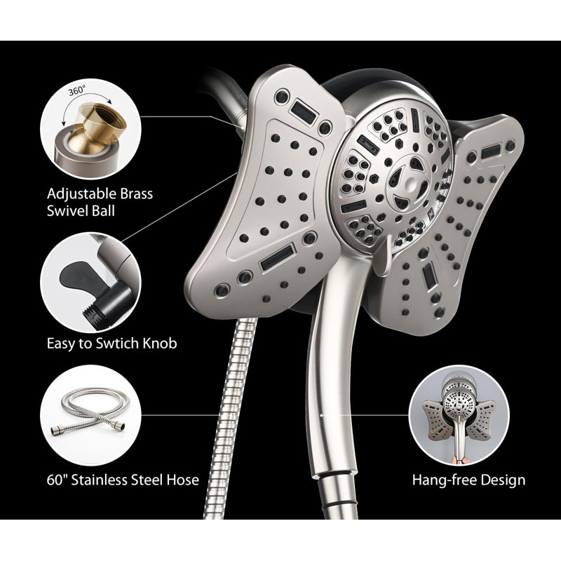 2-In-1 Rainfall And Handheld Shower Head Combo With 9 Spray Modes, 2.5 Gpm