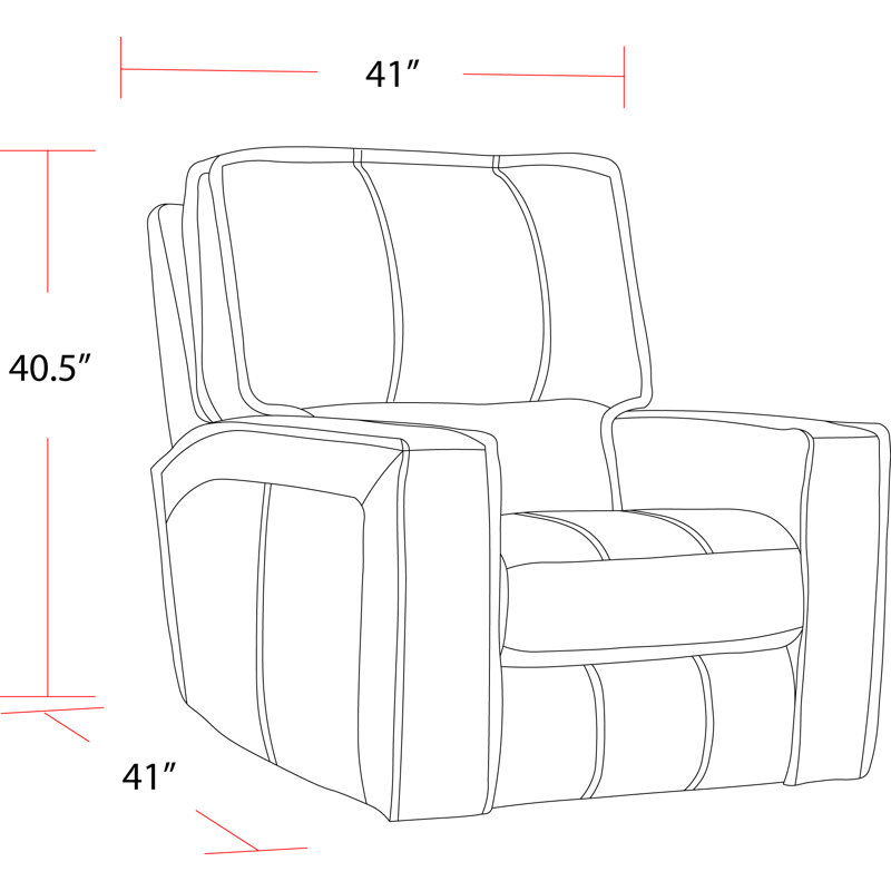 Azyah 41" Top Grain Leather Power Recliner with Adjustable Headrest with Square Arms, Brown