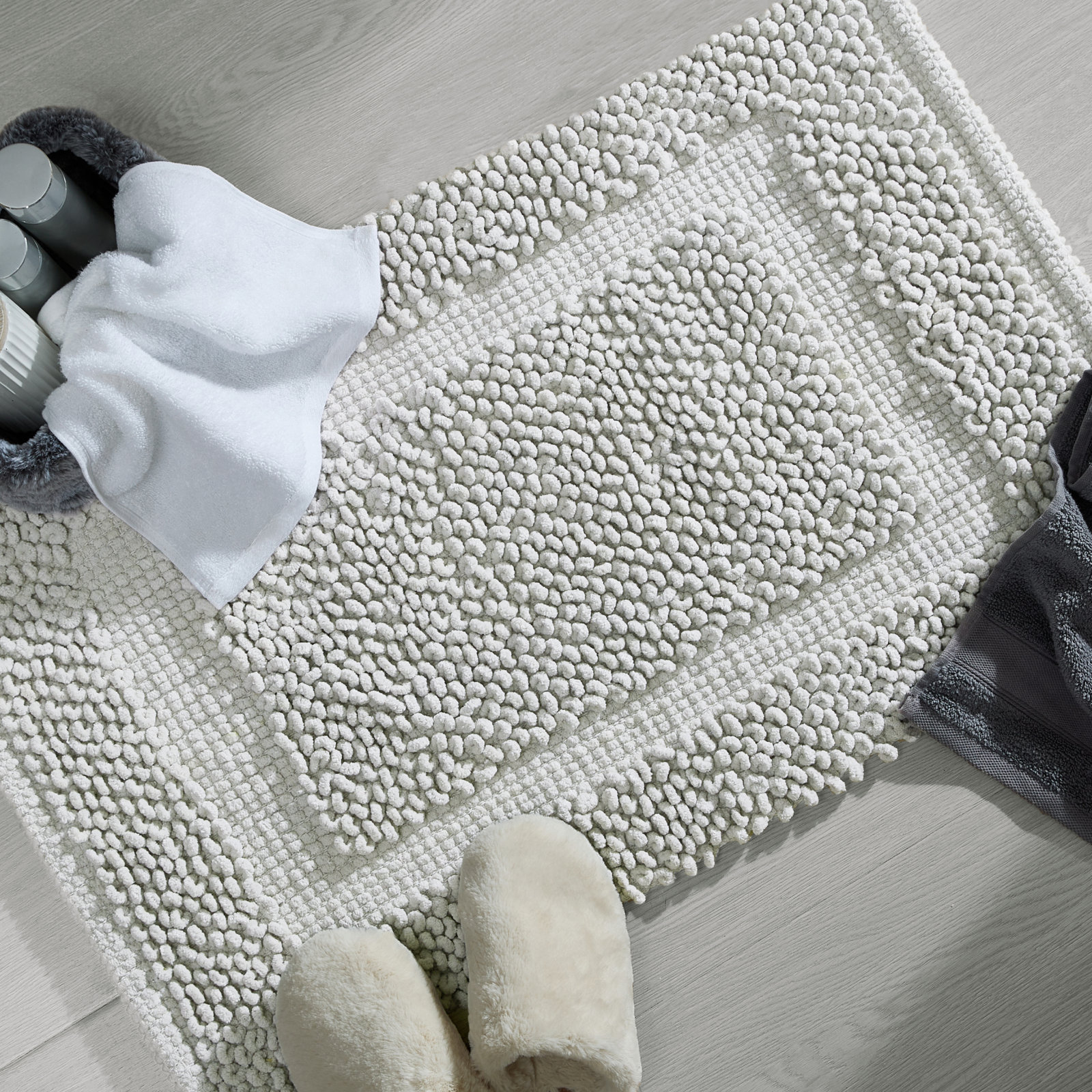 Payten Classic Cotton Bath Mat, Soft Gray, Single - 17"W x 24"L