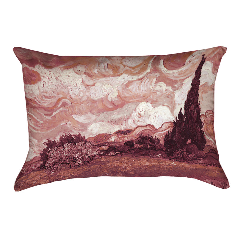 Coussin Vincent Van Gogh, 10 po x 14 po, Rouge