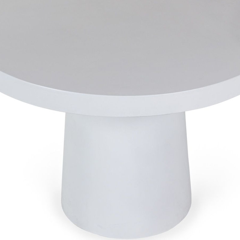 Table de salle à manger Cid Deso, base en béton blanc, plateau rond de 43 pouces