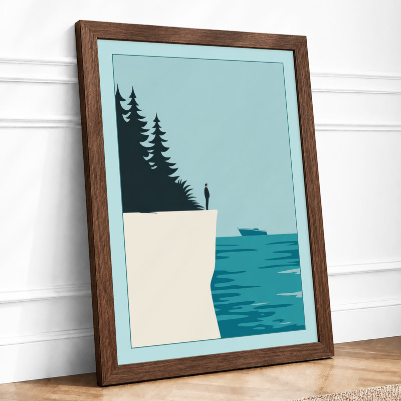 Figure At The Edge Minimalist - Print, Walnut, A4 - 29.7 x 21.0 cm