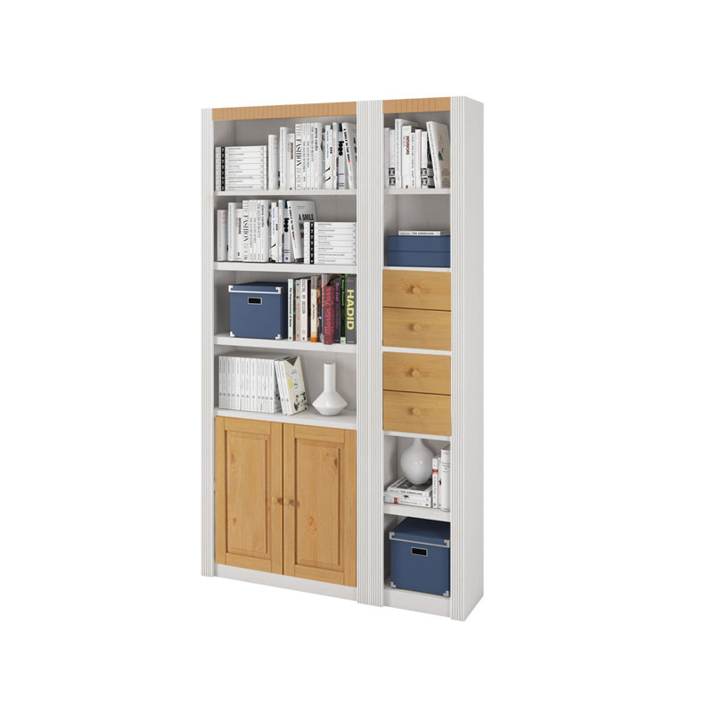 Elona 213cm H x 128cm W Solid Wood Standard Bookcase, Havana Brown, Premium