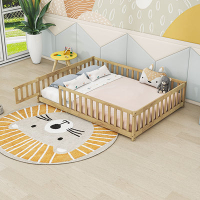 Wood Floor Bed With Fence And Door