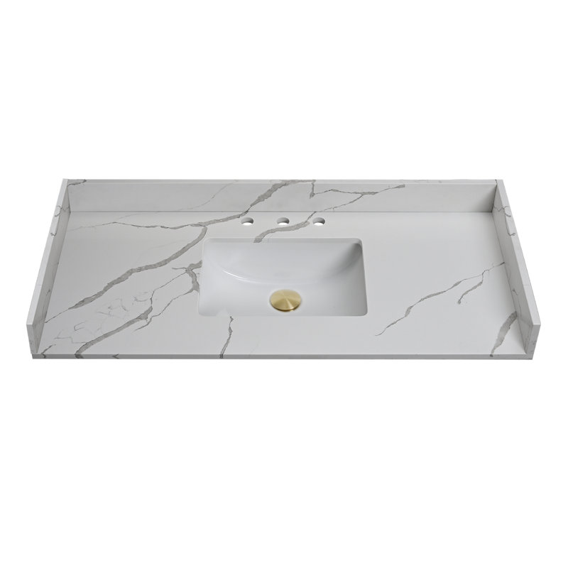 Plateau de meuble-lavabo simple 48 po avec lavabo en quartz - pour remplacement de meuble-lavabo, sans armoire