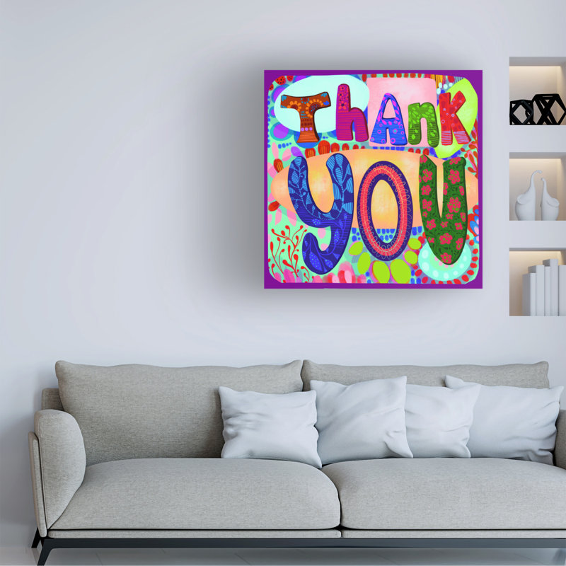 Art mural sur toile tendue - Noemi Ibarz «Thank You», art mural pour salon, chambre à coucher ou bureau - 14 x 14