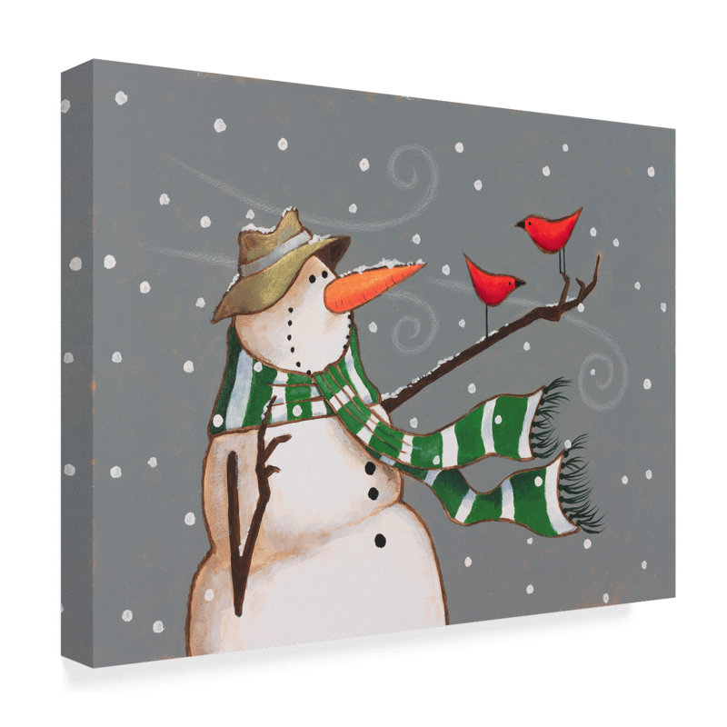 «Snowman Scarf» par Margaret Wilson, reproduction sur toile, H 14 po x l 19 po x P 2 po