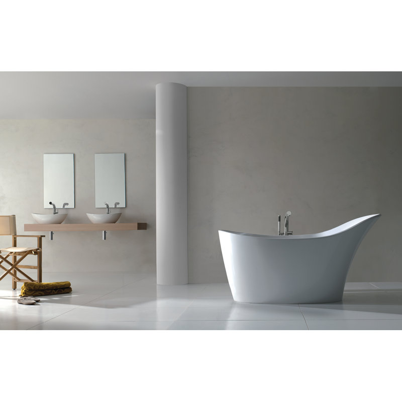 Amalfi 64.25" x 31.25" Freestanding Soaking Bathtub, Gloss White