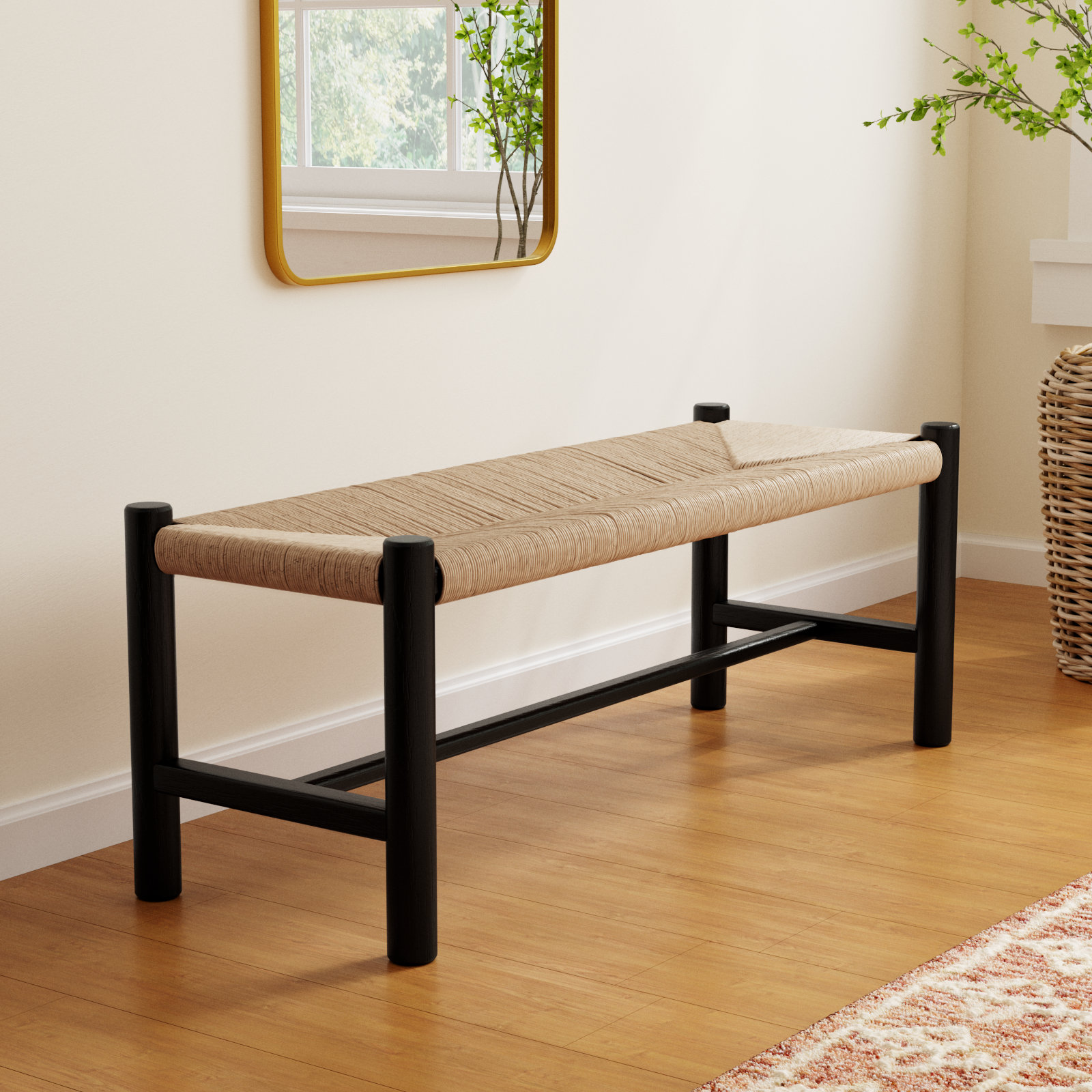 Brighton Dining Bench, Black, 18" H x 48" W x 17" D