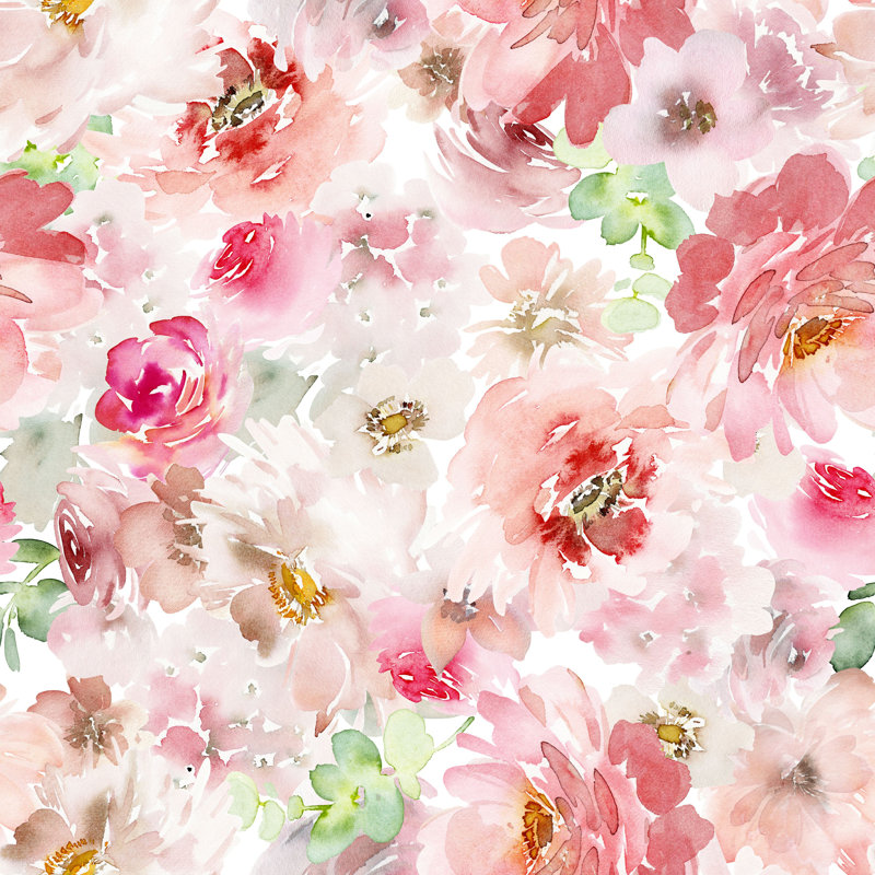 «Emine Handmade Watercolor Flowers» par Karma15381 - peinture sur toile tendue, H 20 po x l 20 po