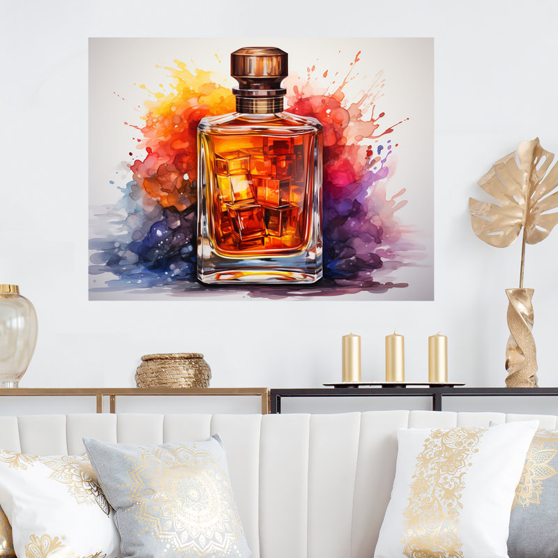 Orange orange bouteille de parfum en cristal 1 - Parfums, art mural en métal MT135704, H 16 po x l 32 po x P 1 po