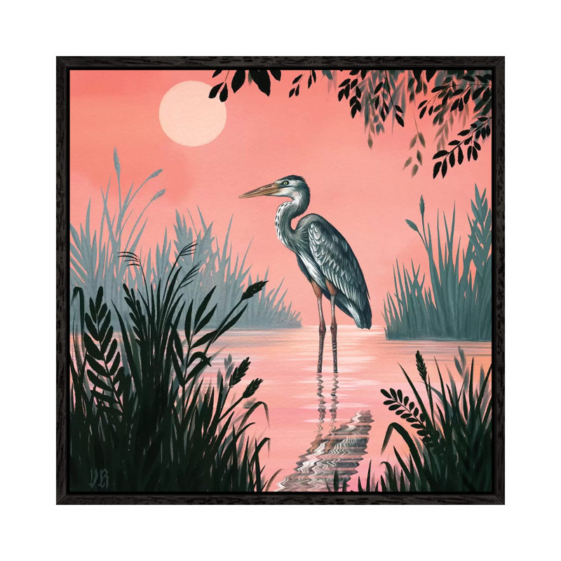 Crane by Vasilisa Romanenko - Painting on Canvas, 93.98cm H x 93.98cm W x 3.81cm D, Black Framed