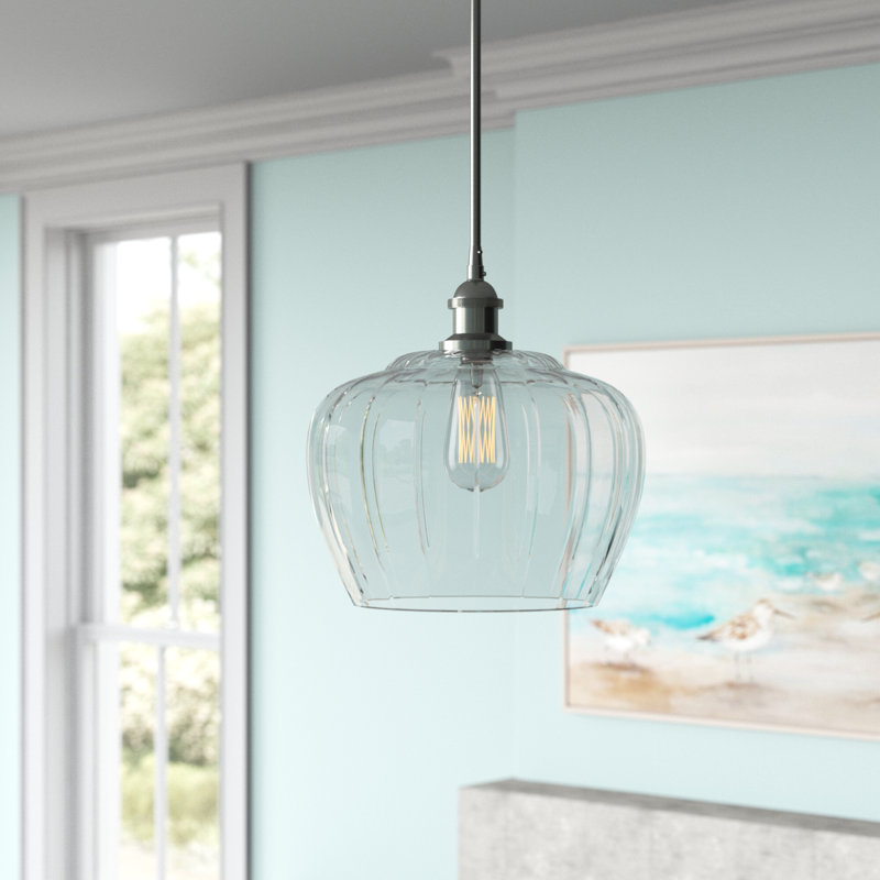 Mini-luminaire suspendu 11 "à 1 lumière Ballston Fenton, Clair, Nickel satiné brossé, Ampoule non incluse