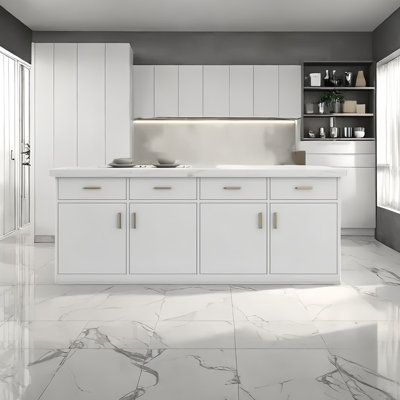 86.61" Kitchen Island with Marble Top, Drawer Storage, and Cabinet by Artistic Soul XKX Premium Furniture