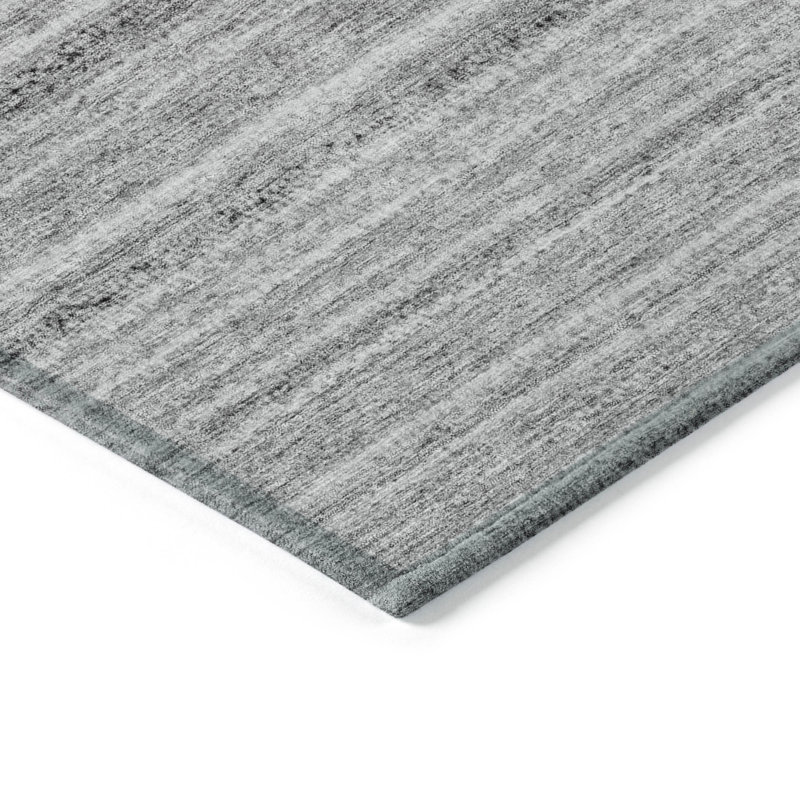 Tapis intérieur lavable rayé argenté et gris anthracite 9 pi x 12 pi
