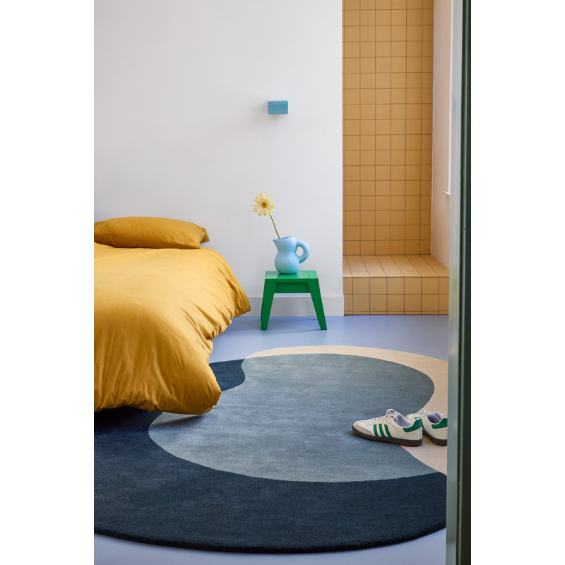 Element Lane Handmade Wool Abstract Area Rug, Blue, Novelty 6'11 x 8'10