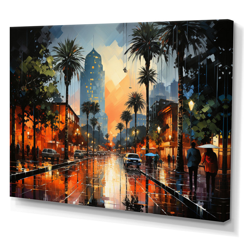 «Palm Trees Urban Miami I», reproduction sur toile, H 30 po x l 40 po x P 1,5 po, Toile tendue
