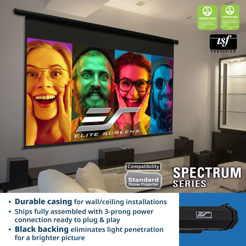 Spectrum Electric Matte White Projector Screen, 16:9, Black Casing, 105
