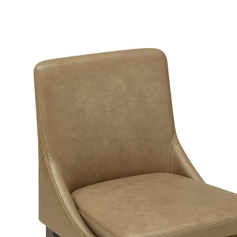 Tabouret de bar et de comptoir en cuir véritable Niara, Cuir véritable brun clair