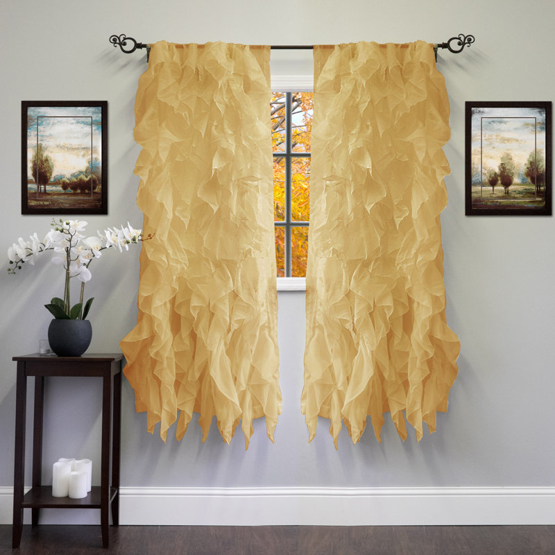 Fulda Semi Sheer Curtain Single Panel, 50" W x 63" L, Camel