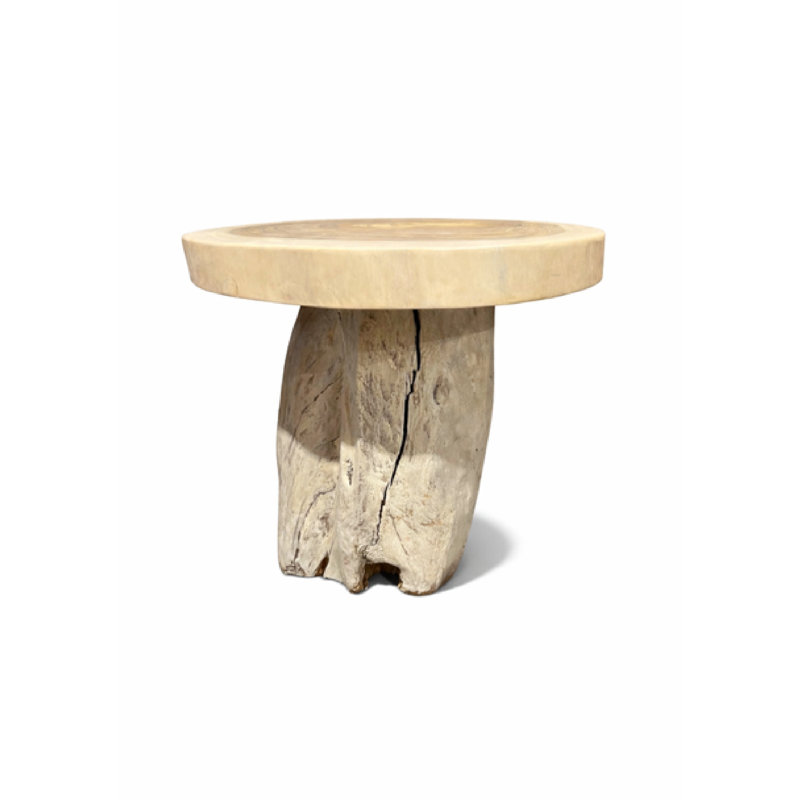 Bleached Reclaimed Wood Live Edge Side Table