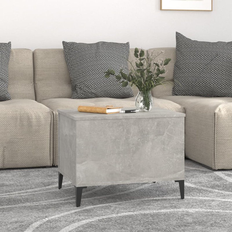 Allishia Lift Top Four Leg Coffee Table with Storage, Concrete Grey, 60x44.5x45 cm