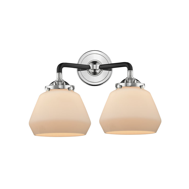 Éclairage pour meuble-lavabo 2 lumières Rivka, Nickel satiné brossé, DEL, Boîtier blanc mat