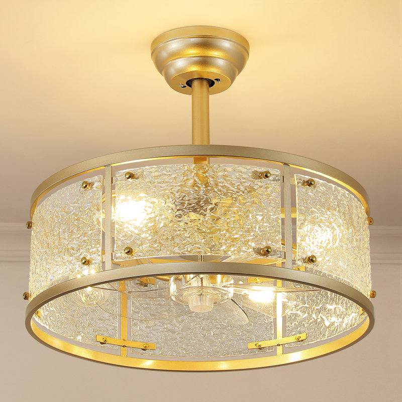Ventilateur de plafond moderne 20 "avec ensemble d'éclairage et télécommande, Or brossé