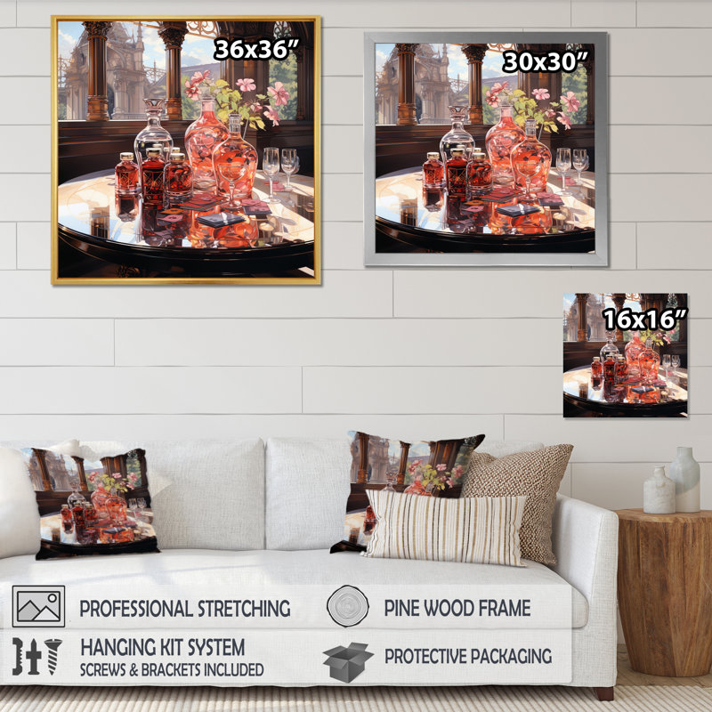 «Creative Beverage Assortement I», reproduction sur toile, H 30 po x l 30 po x P 1 po, Cadre flottant noir