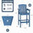 Tall Chairs Of 2, Blue, , Removable Tray, Umbrella Hole, Wood - Grain, Low Maintenance For Poolside Blue Patio , With Tray And Effort