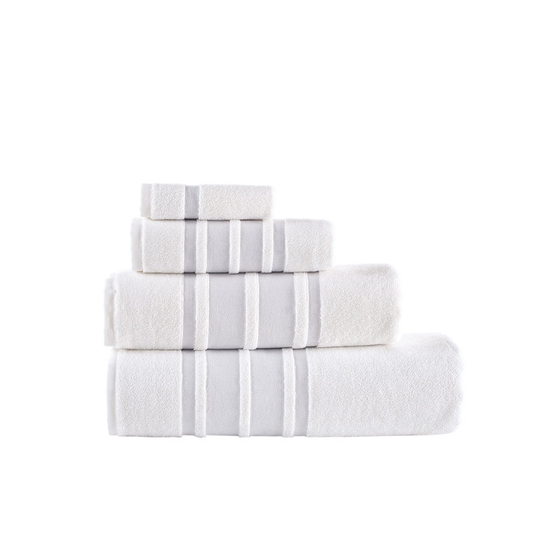 Bordure contrastante Brooks Brothers, Argent, 3 Piece Towel Set