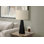 H 27 po, lampe de table, résine noire, abat-jour beige, design épuré et base triangulaire moderne en résine noire, lampe de table