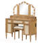 Ensemble de coiffeuse avec tabouret, 13 ampoules Hollywood et 3 modes d'éclairage pour coiffeuse, grande coiffeuse à miroir pliable en trois avec tabouret rembourré, station de charge et beaucoup de rangement-133413175