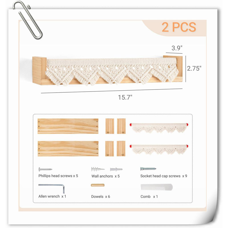 Domita 2 Piece Wood Floating Shelf