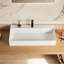 36" X 18" Solid Surface Wall Mount Rectangle Matte White Vessel Sink With Faucet Hole