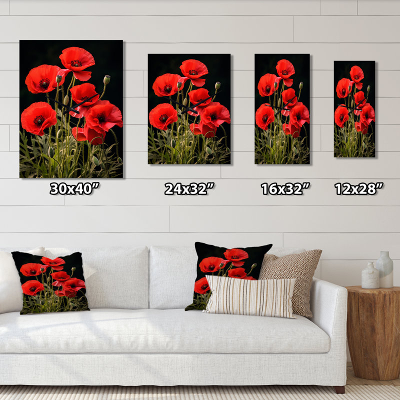 Horloge murale Saura - Coquelicots surdimensionnée, Moyen