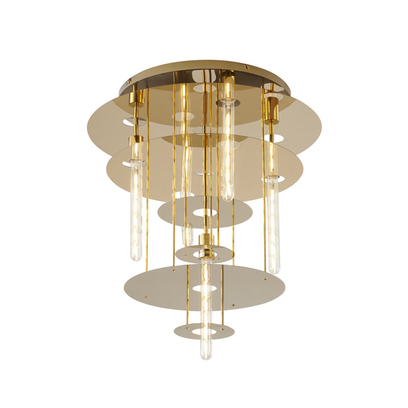 Plafonnier encastré or 5 lumières avec halo à 4 niveaux