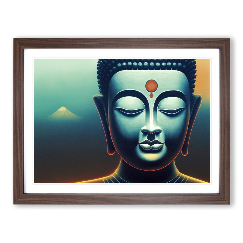 Cool Buddha - Framed Print, 25cm H x 34cm W x 2cm D, Walnut