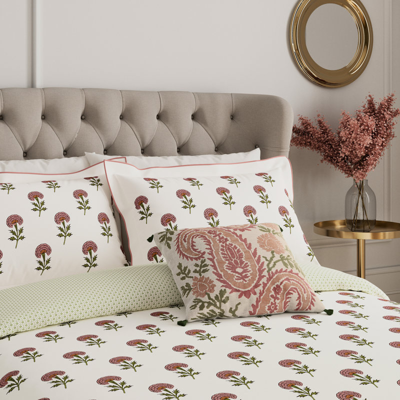 Regal Marigold Cotton Floral Duvet Cover Set with Pillowcases, Single Duvet Cover + 1 Pillowcase